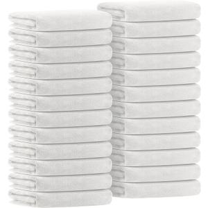 Avalon Towels Microfiber Salon Towel - White Hand Towels Bulk 24 Pack - Microfiber Face-Towel 16x27 Inches, Ultra-Absorbent Spa Towel for Facial, Gym & Work Out (Not Bleach Proof - Lint Free)