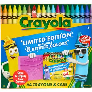Crayola Crayon Box (64 Count), With Limited Edition Colors & Plastic Case, Arts & Crafts Coloring Supplies for Kids, Back to School Essentials, Ages 3+