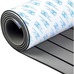OCEANBROAD Boat Flooring EVA Foam Self-Adhesive 96''x45.6''/36''/28.8''/16.8'' Faux Teak Marine Boat Decking Sheet for Jon Boats Yacht Floor (Gray with Black Lines)