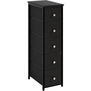 Narrow Storage Cabinet for Small Spaces Slim Bathroom Dresser with Drawers Tall Thin Storage Organizer for Bathroom Bedroom Skinny Cabinet(Black, 5 Drawers)
