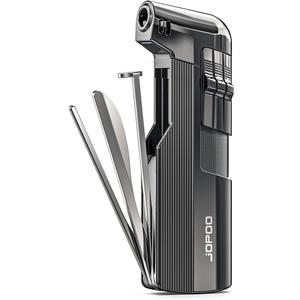 Pipe Lighter Gas Butane Refillable Soft Flame with Pipe Cleaner Tools (Sold without Gas) (Black)