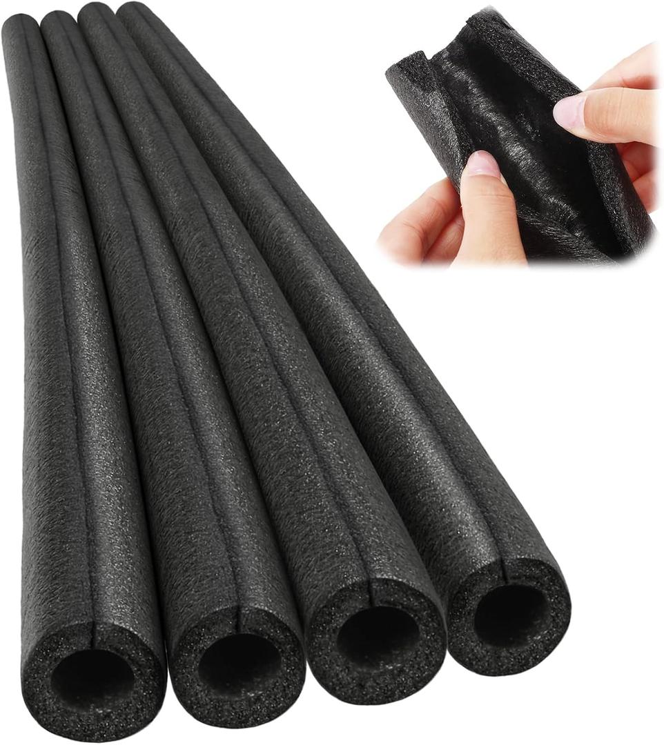 Amylove 12 Pcs 3.3 Feet Foam Pipe Insulation Foam Tube Insulating Water Pipe Pool Swim Noodles Pre Slit Heat Preservation Pipes Covers for Tubing Outdoor Winter Freeze Protection (Black, 1/2 Inch)