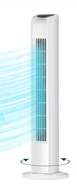 Uthfy Oscillating Tower Fan with Remote, Electric Standing Floor Fan for Bedroom Indoor Office and Home Use, Quiet Cooling Portable Bladeless Tower Fans, 30 inchs