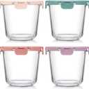 [UPGRADED LID] 6 Sets 3 Cup/24oz Borosilicate Glass Meal Prep Containers with Lids, Food Storage Bowl Jars for Soup Leftover Meal Lunch Oats Fruit Deli Salads - Microwave, Oven, Freezer Safe -BPA Free