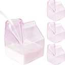 Cute Glass Milk Carton, 4 Pcs, 12oz Pink Kawaii Clear Cup, Milk Creamy Froth Container, Gift Choice for Memorial Day, Girls, Daughter, Carton Cup for Coffee, Juice, Latte, Cappuccino, Matcha