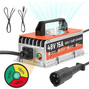 Club Car Charger 48 Volt, 900W 15AMP 48v Club Car Battery Charger, IP67 Waterproof, Fully Automatic Golf Cart Charger 48 Volt Club Car Precedent & DS Lead Acid Battery Charger with 16Ft Cable