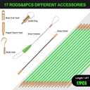 GURADESIGN 23.8FT Fiberglass Running Electrical Wire Cable Glow Rods Wire Pulling, Fish Rods Electrical Kit with 6 Different Attachments and Fish Tape Wire Puller Kit