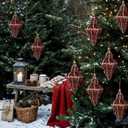 Soulchen Brown 8 Pcs 5.1 Inch Shatterproof Finial Christmas Ornaments Rustic Finial Vintage Ornaments Xmas Hanging Decor Christmas Tree Decorations for Holiday Farmhouse Home Decoration