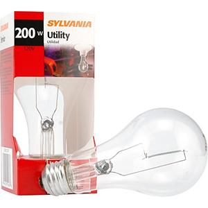 SYLVANIA Incandescent 200W A21 Utility Light Bulb, 3880 Lumens, 2850K, Medium Base, Clear, Soft White - 1 Pack (15476)