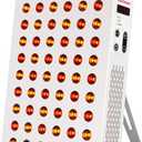 BONTANNY Red Light Therapy, 630/660/810/830/850nm 5 Wavelengths Red Near Infrared Light Device with 60 Dual Chip Clinical Grade LEDs, Remote Control, Timer for Face, Body, Pain Relief, BO-300 (White)