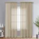 OVZME Taupe Sheer Curtains 84 Inches Long 2 Panels - Soft Light Filtering Window Sheer Panels for Living Room/Bedroom, Top Dual Rod Pocket, 1 Pair, Each 42Wx84L Inches