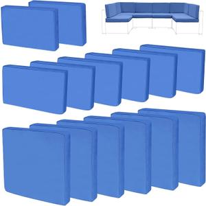 14Pieces Patio Cushion Covers Replacement,Outdoor Couch Cushions Covers Waterproof Furniture Cushion Covers Slipcovers Set with Zippers,Cover Only(Blue, 23.623.63.35 inches)