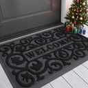 Smiry Welcome Door Mat Outside Entrance, Heavy Duty Trap Dirt and Moisture Easy Clean Low Profile Patio Porch Indoor Outdoor Front Doormat for Entry, 29.5x17 Inch, Black/Welcome