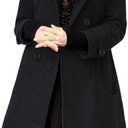 Tanming Women's Warm Double Breasted Wool Pea Coat Trench Coat Jacket with Hood (Large, Black)