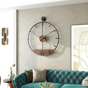 Modern Wood Walnut Dial Wall Clock, Large Simple Wall Decor Metal Frame Silent Non Ticking Clock for Living Room, Kitchen, Bedroom, Study Decoration, Handmade Home Present Idea, 29.5 in (4. XX-Large(70cm))