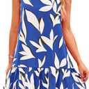 PRETTYGARDEN Women's 2025 Summer Boho Floral Mini Dress Sleeveless Backless Short Wedding Guest Beach Vacation Sundresses (XX-Large, Floral Blue Beige)