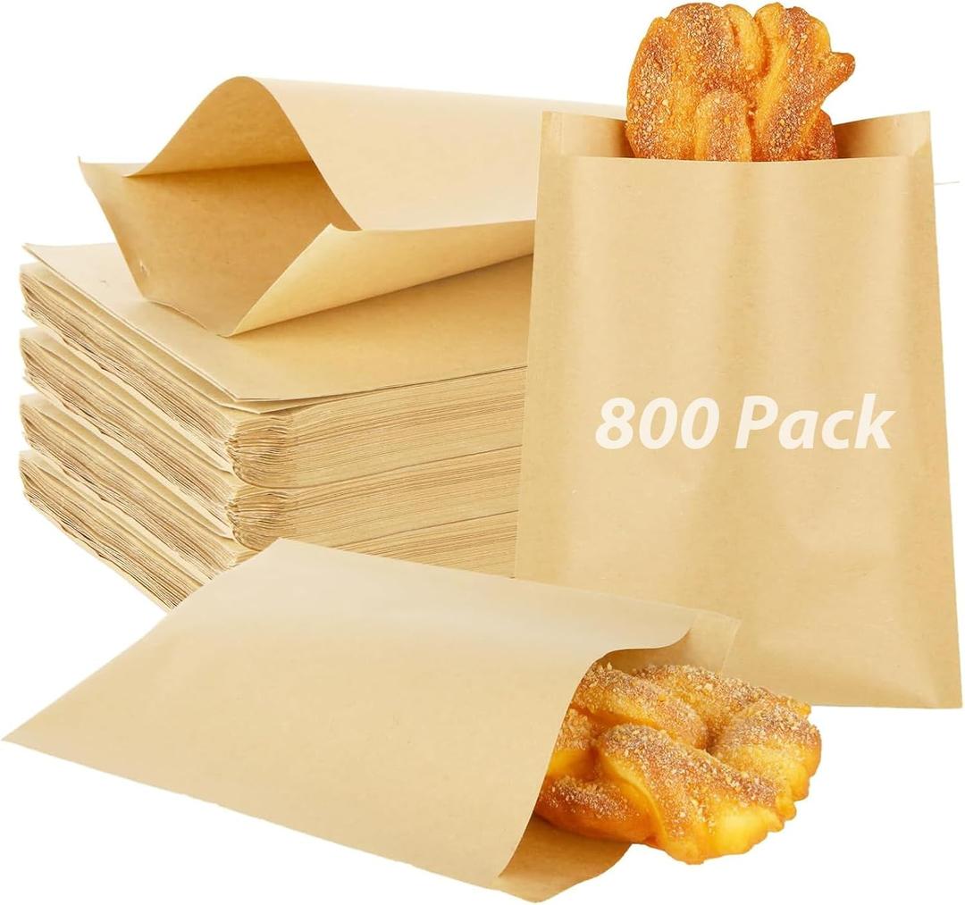 800 Pack Wax Paper Sandwich Bags 8x6 inch Wax Paper Bags, Greaseproof Bag Paper Cookie Bags Bakery Wax Bag for Food, Sandwich, Snacks, Cookie, Candies and More (Kraft)