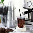 Ziliny 50 Set Clear Plastic Cups with Lids and Straws, PET Disposable Iced Coffee Cups for Drinking Cold Beverage Juice Parfait Smoothie Milkshake Shop Party Supplies (Clear Cup,Black Straw,16 oz)
