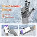 3-Pieces Winter Beanie Hat Scarf and Touch Screen Gloves Set Warm Knit Skull Cap for Men Women