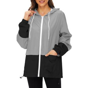 Zando Lightweight Rain Jacket Women Waterproof - Raincoat for Women Packable Rain coat Hooded Windbreaker for Travel Outdoor (3X-Large)