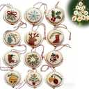 Christmas Embroidery Kit,Hand Embroidered Christmas Ornament Kit,Cross Stitch Kits,DIY Needlepoint Starter Set with Easy Instructions for Adults & Beginners (12 PCS)