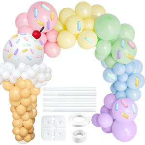 330 Pcs Ice Cream Party Decorations Ice Cream Balloon Garland Kit Pastel Balloon Garland Arch Kit Macaron Rainbow Party Supplies for Baby Shower Birthday DIY Supplies