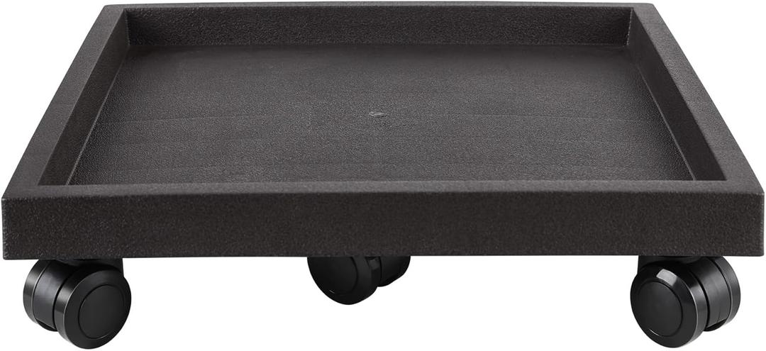 18.1 Inch Square Rolling Plant Caddy Saucer with Wheels, Wheeled Planter Stand for Potted Plant, Coaster Roller Base Tray with Casters, Flower Pot Dolly Holder, Brown