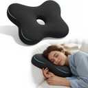 Pozico Ear Piercing Pillow with Hole Butterfly Side Sleeper Pillow for Ear Pain Relief, Surgery Recovery, Adjustable Firmness, Stable Support for Bed, Sofa & Recliner, Washable Cover, Black