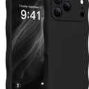 Magnetic for iPhone 17 Pro Max Case, [Full Camera Protection][Compatible with MagSafe] Cute Wave Frame Silicone Shockproof Protective Phone Case for iPhone 17 Pro Max 6.9", Black