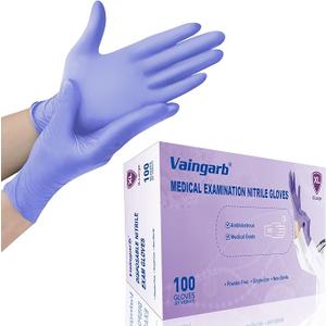 Nitrile Exam Gloves 100 Count X-Large Purple Disposable Medical Gloves Case of Bulk Powder Free Examination Glove