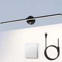 MantoLite 32'' Picture Lights for Wall?Vanity Lights for Bathroom,Plug-in or Hardwired 18W 3000K LED Dimmable Modern Bathroom Lighting Fixtures Over Mirror and Wall Lights for Bedroom（Black）