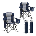 LET'S CAMP Folding Camping Chair Oversized Heavy Duty Padded Outdoor Chair with Cup Holder Storage and Cooler Bag, 450 LBS Weight Capacity, Thicken 600D Oxford,2 Pack