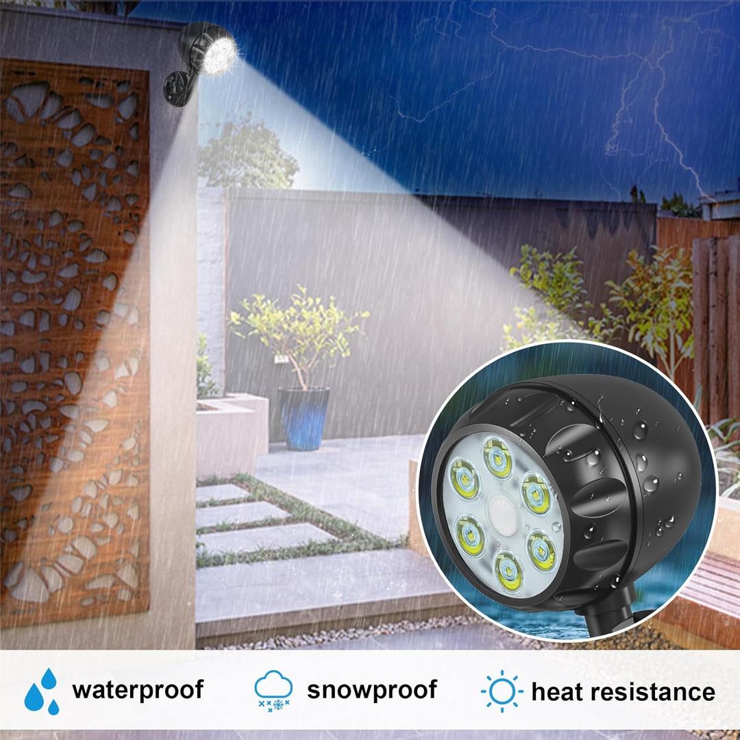 Sunenvoy Motion Sensor Battery Powered Outdoor Light,IP65 Waterproof Spotlight,6 LED Motion Detecting Light,360° Adjustable Floodlight for House Walls Garage Yard Porch and Stairs,Black