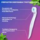 Mini Disposable Toothbrush, Pre-Pasted Toothbrushes with Toothpaste and Toothpick for Travel - Fluoride Free, No Rinsing Needed, Mint Flavor, Fresh Breath Anywhere Anytime - 28 Ct