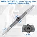 WPW10319027 W10319027 Dishwasher Middle Center Spray Lower Wash Arm Assembly Replacement for Whirlpool Dishwashers Spray Arm Parts AP6019436 2209797 PS11752743 WDF520PADM WDF330PAHS ADB1400AGW
