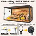120 Gallon Reptile Enclosure 48" x 24" x 24", Front Opening Reptile Enclosure with Tempered Glass Doors, Safety Lock & Screen Top Ventilation, for Bearded Dragon, Ball Python, Snake, Gecko
