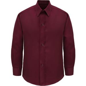Lilax Boys' Button Down Shirt Solid Long Sleeve Dress Shirt (Red)