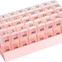 Monthly Pill Organizer 2 Times a Day, one Month Pill Box AM PM, 30 Day Pill Case Small Compartments to Hold Vitamin and Travel Medicine Organizer, 31 Day Pill Organizer, 4 Week Pill CasesPink