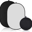 CroBlissful 53.3 ft(1.5mX1m) Collapsible Backdrop, Portable 2 in 1 Black and White Backgrounds with Carrying Bag, Reversible Collapsible Photography Reflector for Studio, Video & Live Streaming