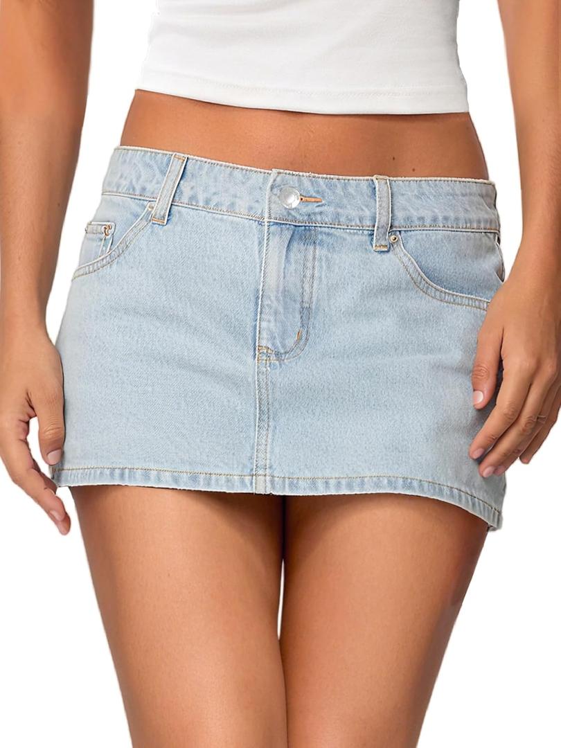 Danysu Stretchy Mini Skorts Low Waist Skirt with Shorts Side Slit 2026 Sports Daily Going Out Outfits (Small, Light Blue)