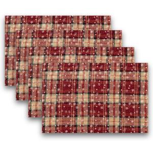 Christmas Plaid Placemats Set of 4, Red Green Snowflake Buffalo Checkered Tartan Winter Thanksgiving Xmas Table Mats for Dining Room Kitchen Table Decor
