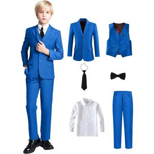 Yanlu Boy's Tuxedos Toddler Formal Suits Set Kids Blue Black Slim Fit Suit for Weddings, Size 5T