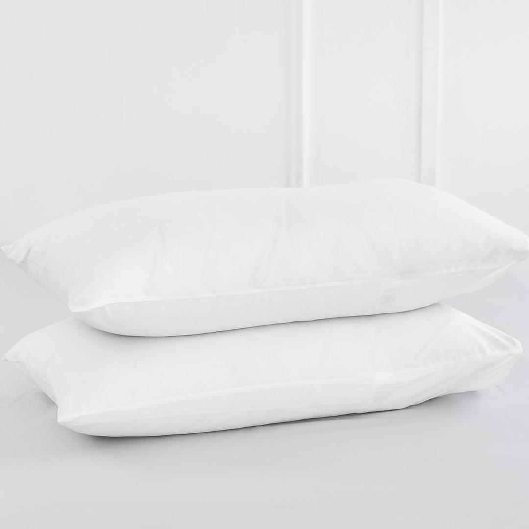 MooMee Bedding Pillowcases Pack of 2 100% Washed Cotton Linen Like Textured Breathable Durable Soft Comfy (Solid Off White, King)