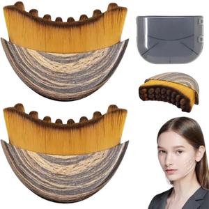 2Pcs Lymphatic Contour Face Brush,Lymphatic Drainage Massager with Super Soft Bristles,Face Sculpting Brush to Reduce Puffiness & Define Jawline,Dry Brush with Hypoallergenic Ergonomic