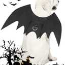 4 x Halloween Dog Bat Wings Costume, Pet Halloween Cosplay Party Dress Up Clothes with Pumpkin Bells for Dogs and Cats (Medium)