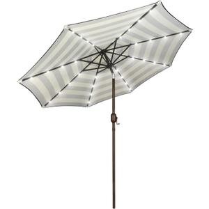 Blissun 9 ft Solar Umbrella, Patio Umbrella with 32 LED Lights, Table Market Umbrella, Outdoor Umbrella for Garden, Deck, Backyard, Black & Beige