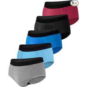 BEENIUBEE Men's Incontinence Underwear  Washable & Reusable Leakproof High Absorbent, Cotton, Briefs, 150ML 5 Pack (Multicolor01, Medium)