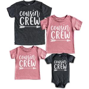 Teeny Fox Cousin Crew Shirts Tee Toddler T-Shirt Baby Bodysuit Set for Family Matching Outfit (Pink, M)