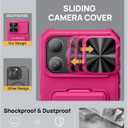 SSLOTSCASE for iPhone 16 Pro Case with Card Holder & Camera Stand & Kickstand & Slide Camera Lens Cover, Multifunctional Wallet Rugged Protective Phone Case Cover for iPhone 16 Pro 6.3'' 5G 2024, Pink