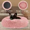 Hoewina Dog & Cat Bed, 20in Cat Beds for Indoor Cats, Calming Donut Bed for Puppy and Kitten, Washable Round Fluffy Pet Bed for Small Medium Dogs and Cats (Pink)